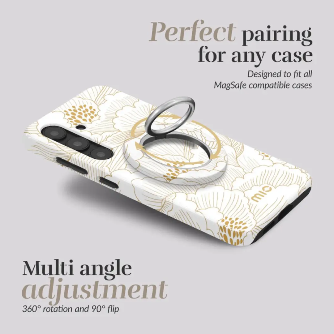 Mio by Mobilize MIOMCSRWR Ringhouder MagSafe - 360° Draaibaar - White Roses - afbeelding 6 van 6
