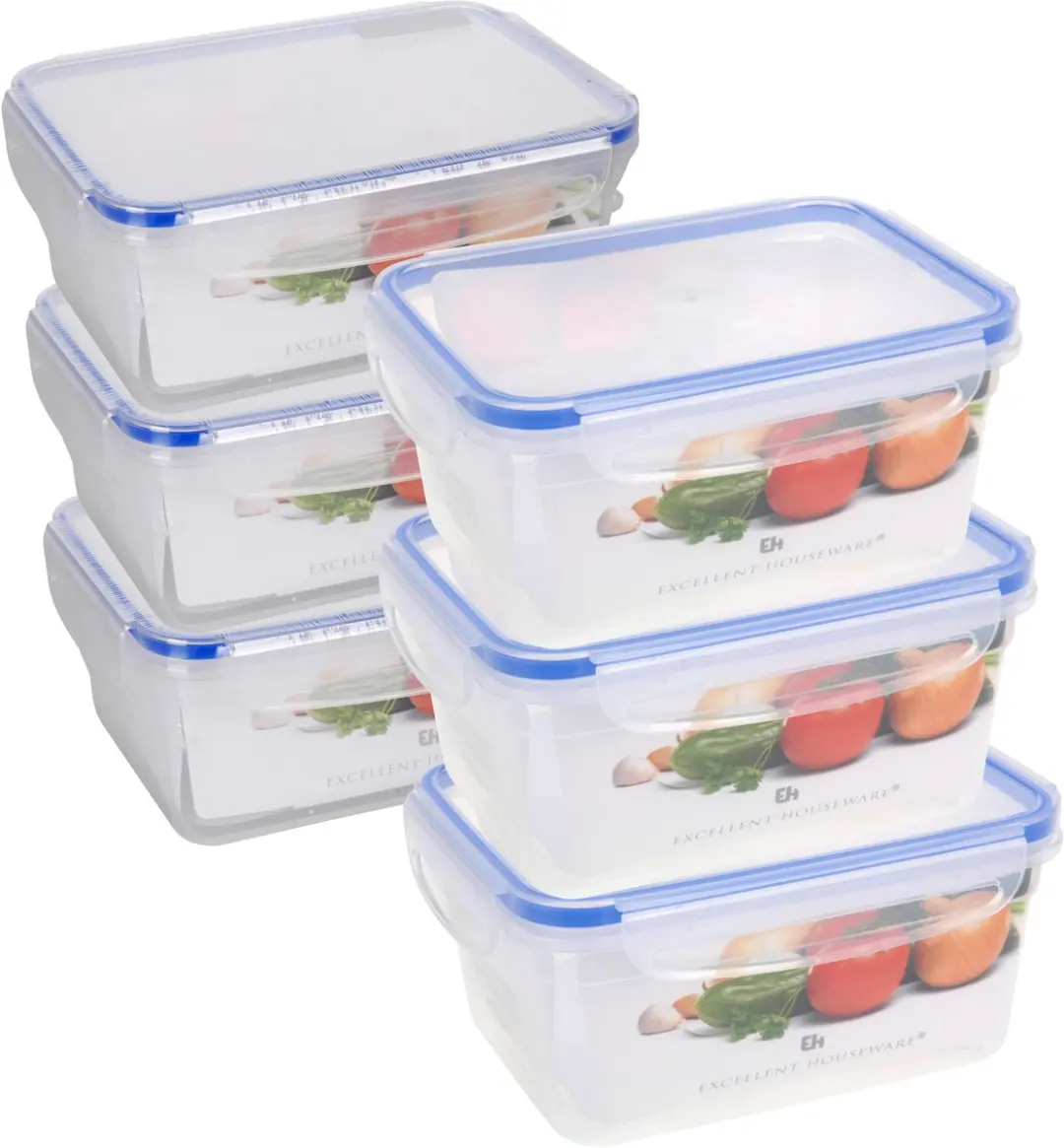 Excellent Houseware Vershoudbakjes Set 6-delig - 1.1L/2.2L - Luchtdicht