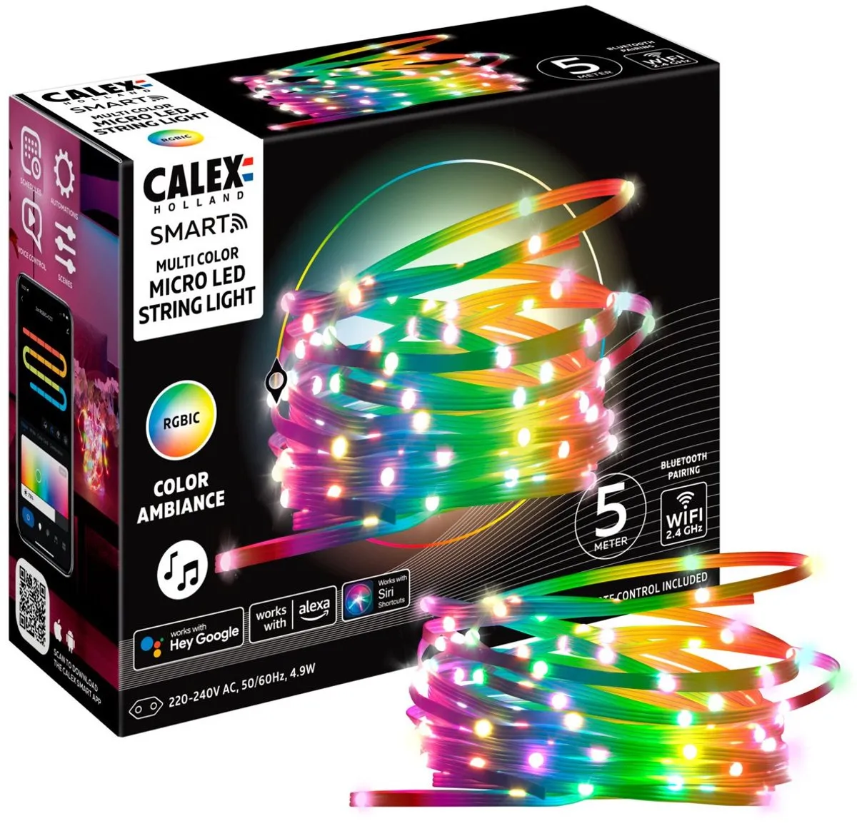 Calex Smart Micro LED Strip RGBIC 5M - 50 LEDs - Wit - afbeelding 6 van 6