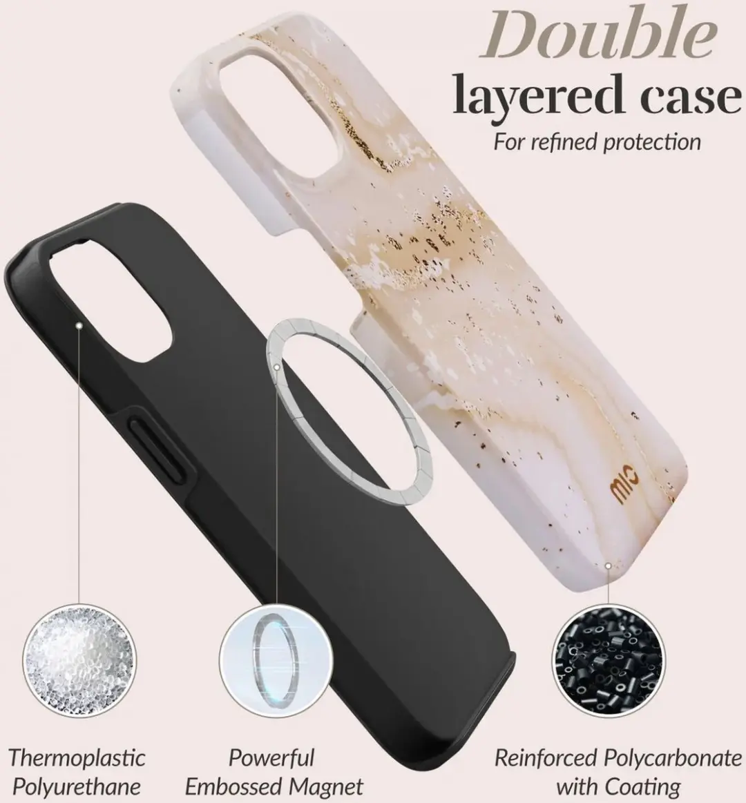 Mio by Mobilize Hoesje iPhone 16 Pro Gold Marble - MIOGOMIPH16PRO