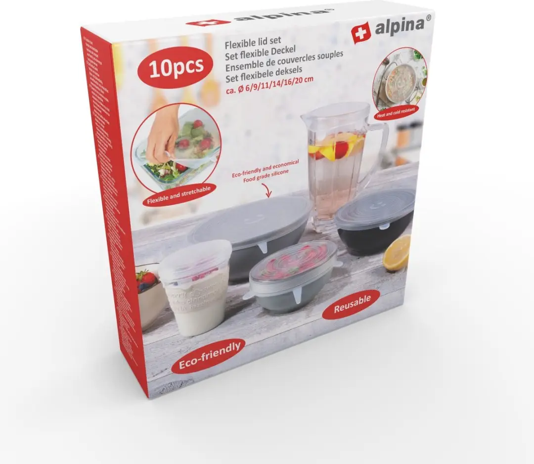 Alpina Siliconen Deksels - 10 Stuks - Ø 6/9/11/14/16/20cm - Transparant - afbeelding 6 van 6