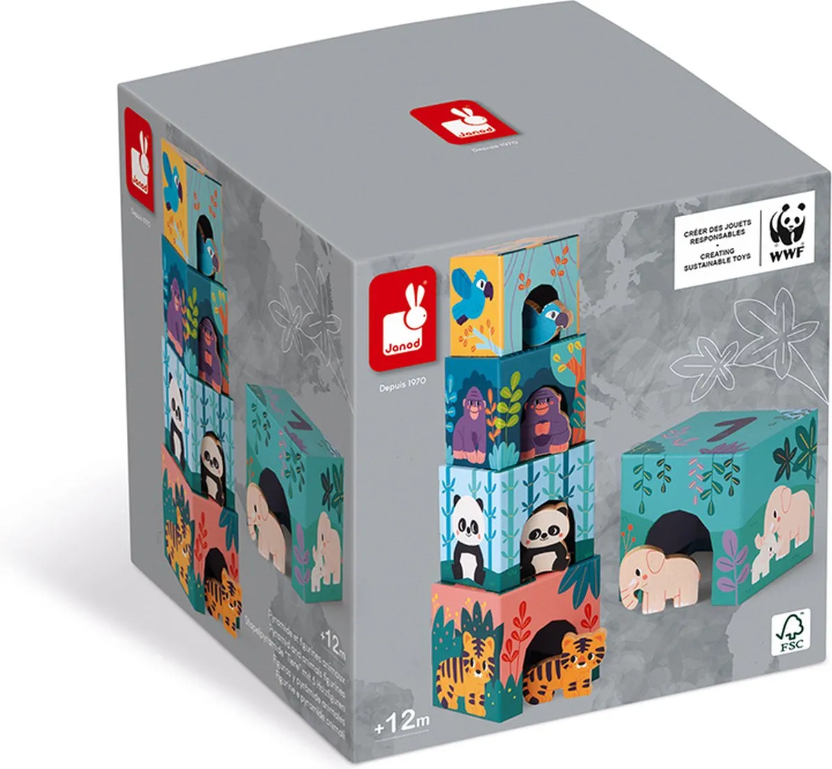 Janod WWF Stapeltoren Houten Dierenfiguren