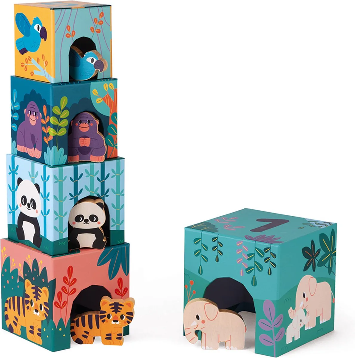 Janod WWF Stapeltoren Houten Dierenfiguren - 1 Stuk