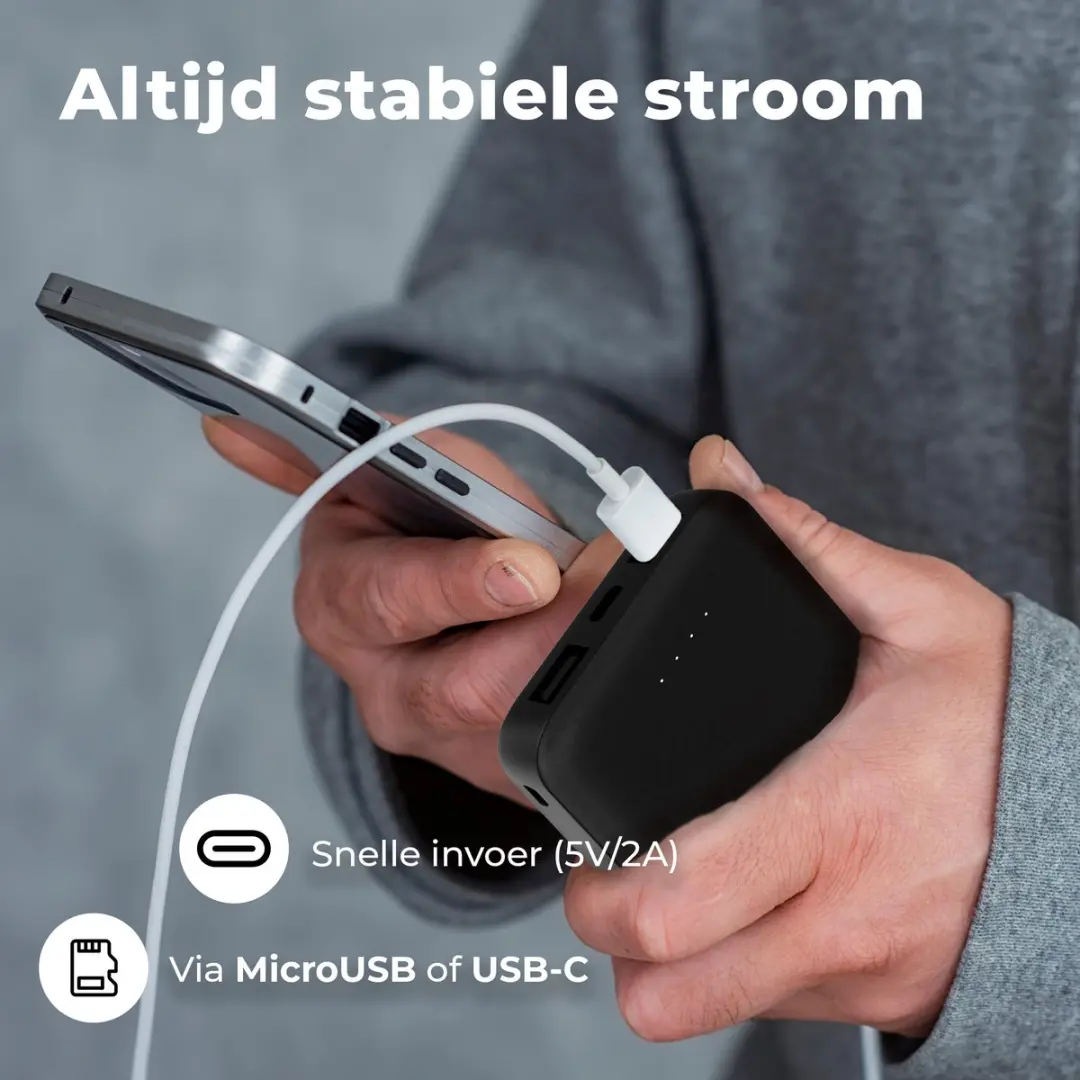 Denver PBS10010B Powerbank 10000mAh - 2x USB - Zwart - afbeelding 6 van 6