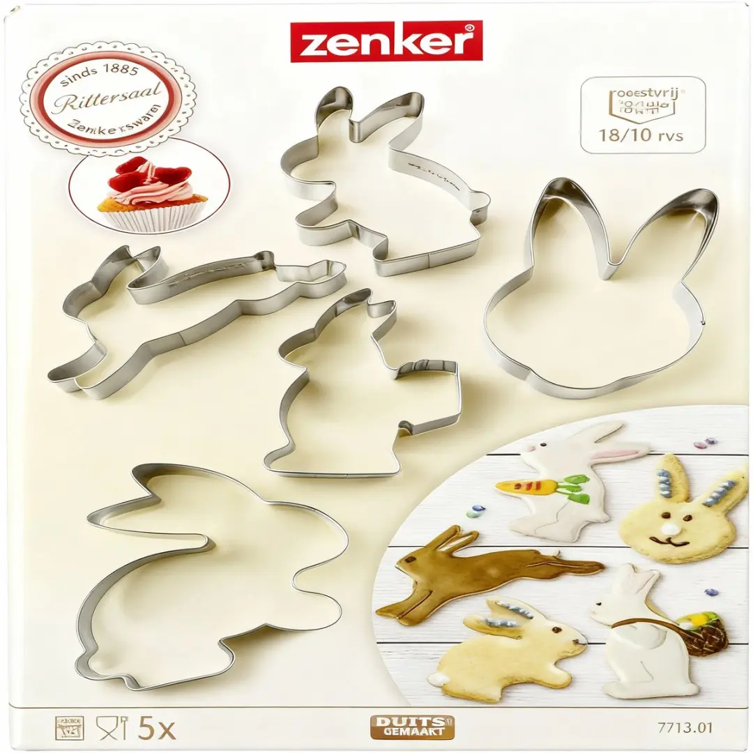 Zenker Paashaas Koekjesvormen - 5 Stuks - Grijs