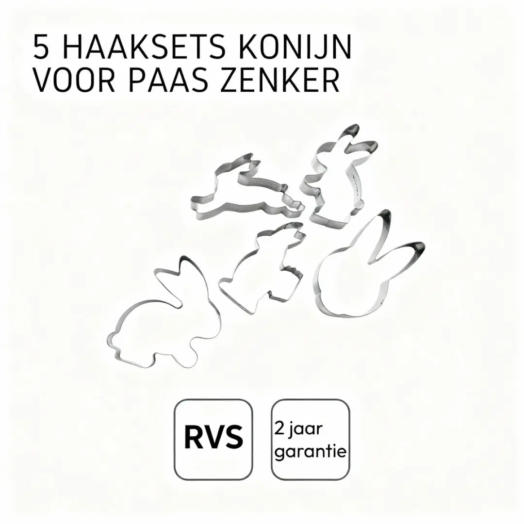 Zenker Paashaas Koekjesvormen - 5 Stuks - Grijs