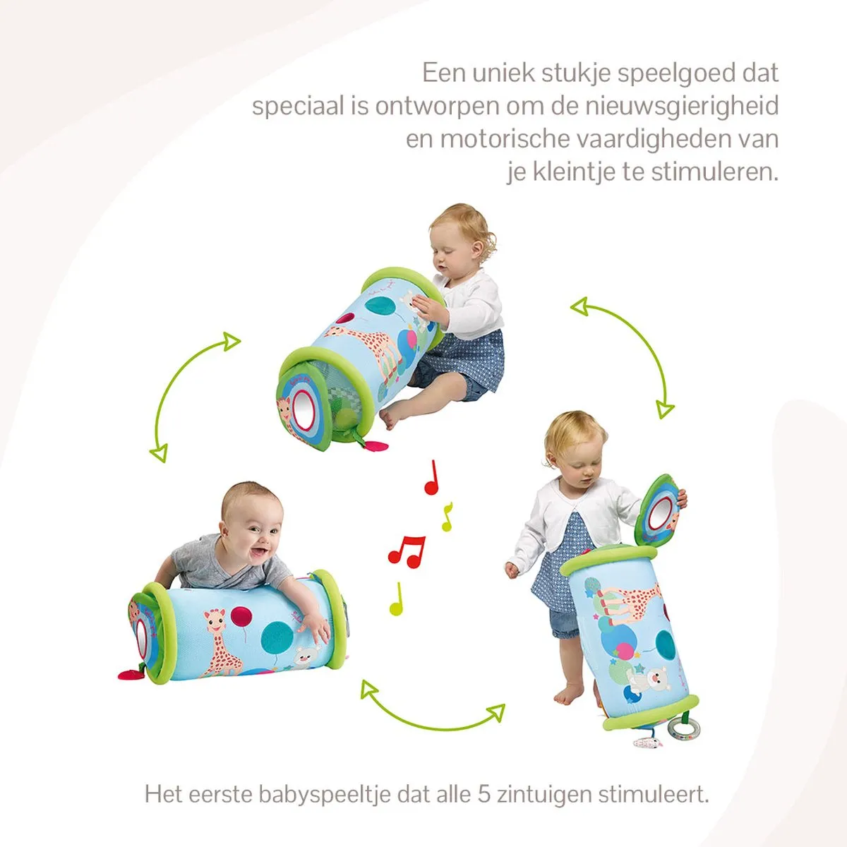 Sophie de Giraf Rollin' Speelrol - 5 Speelelementen - Groen/Blauw/Geel - afbeelding 6 van 6