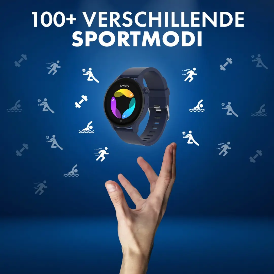 Denver SWC338BU Smartwatch - 44mm - Hartslagmeter & Slaapmonitor - Blauw