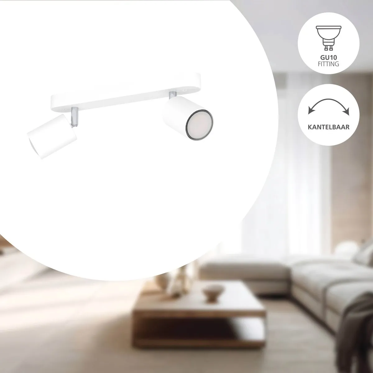 Eglo Reciso-E Spot Plafondspot GU10 2x - Wit - Kantelbaar
