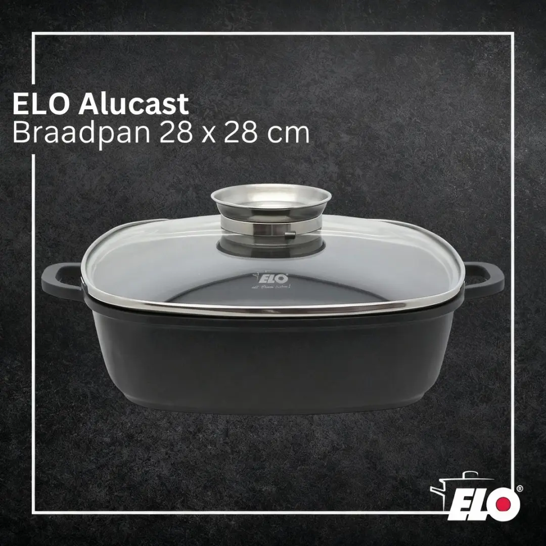 Fackelmann Elo Alucast Cocotte 28x28cm - 3,6L - Zwart - afbeelding 2 van 6