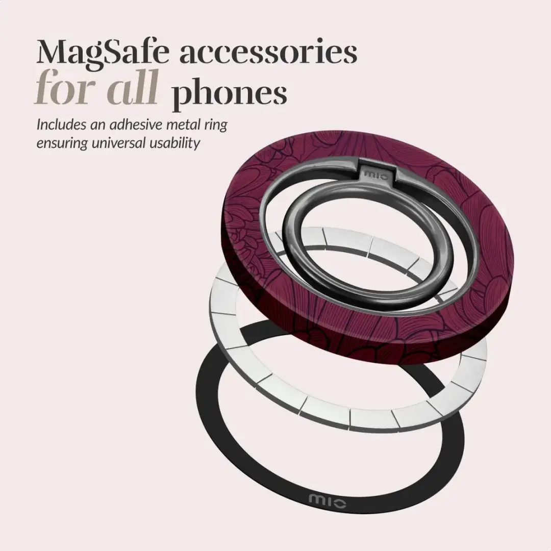 Mio MIOMCSRBB Ringhouder MagSafe - Berry Blooms - 360° Draaibaar