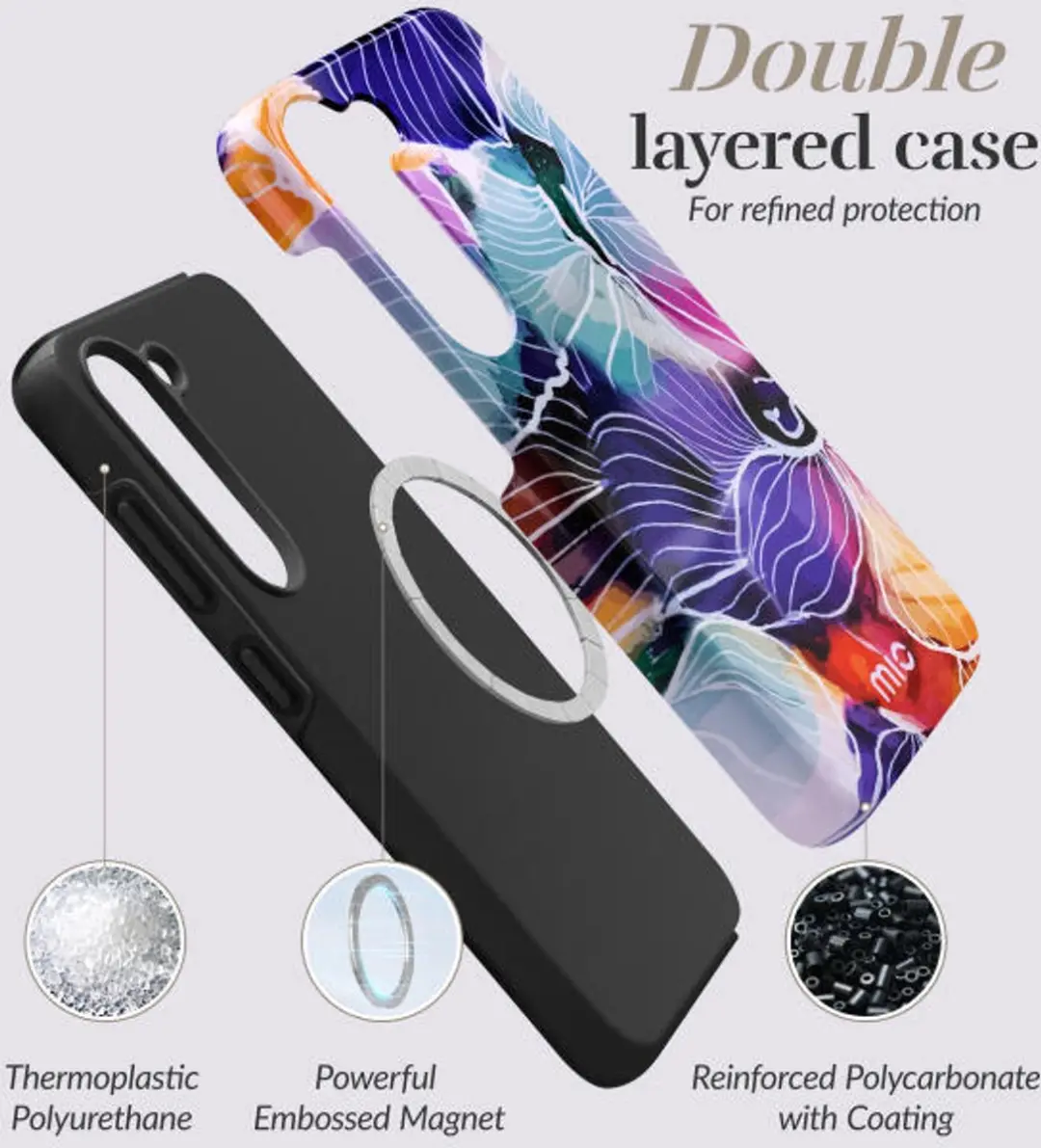 Mio by Mobilize Hoesje MIOFLA565G - Samsung Galaxy A56/A36 - MagSafe - Flowers - Blauw/Paars