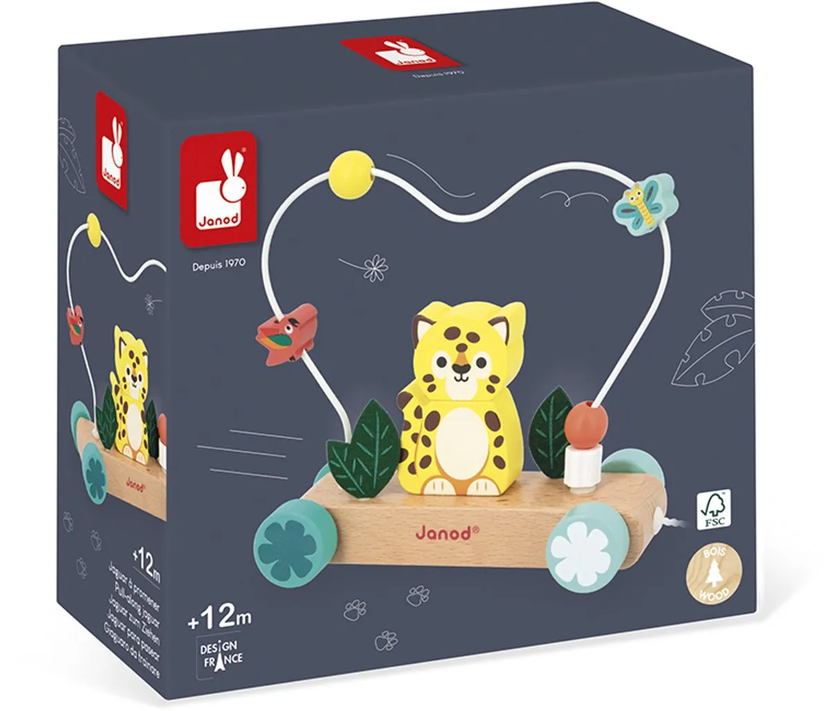 Janod Tropik Houten Jaguar Stapelaar & Telraam - Multicolor - afbeelding 6 van 6