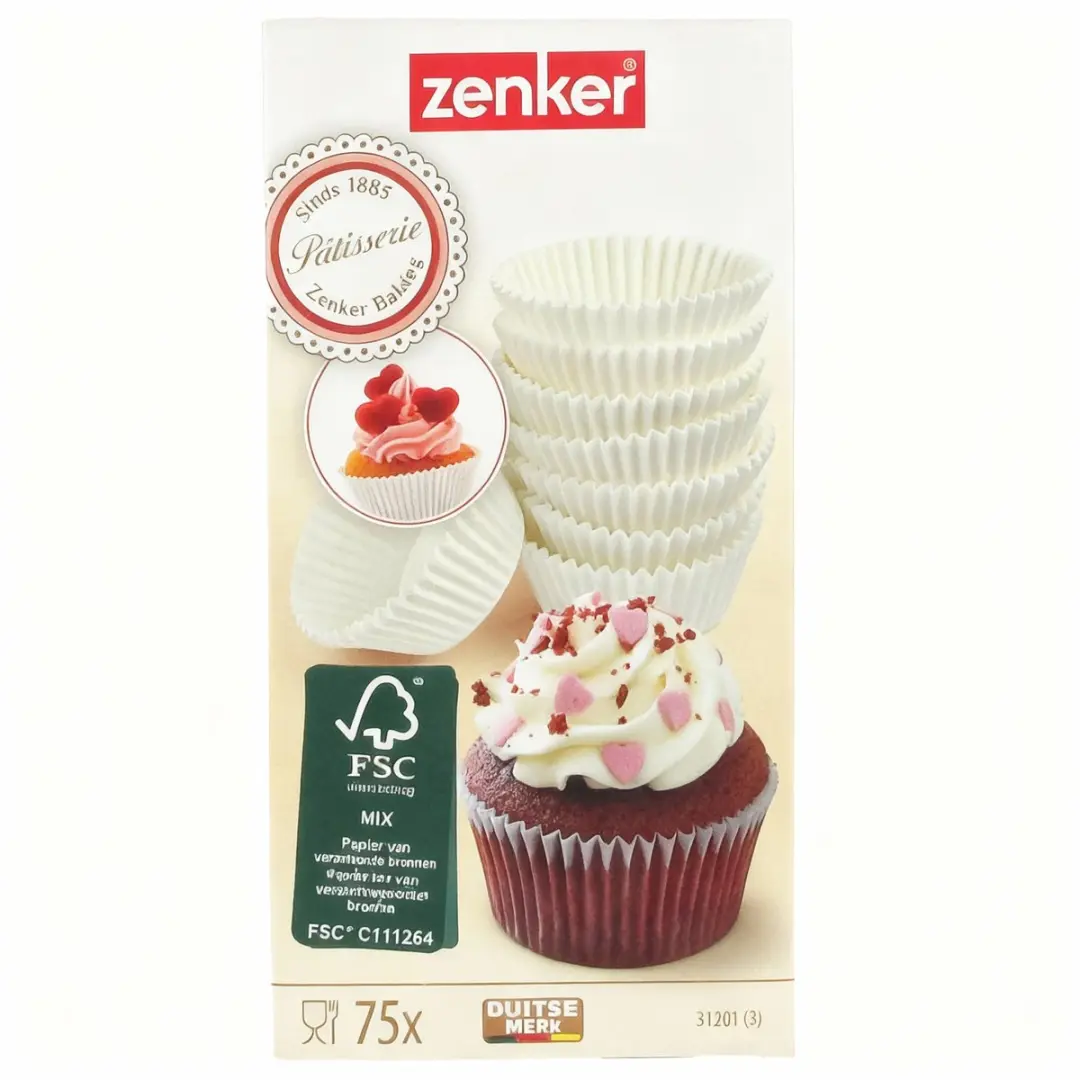 Zenker Smart Pastry Muffinvormpjes 5cm - 75 Stuks - Wit
