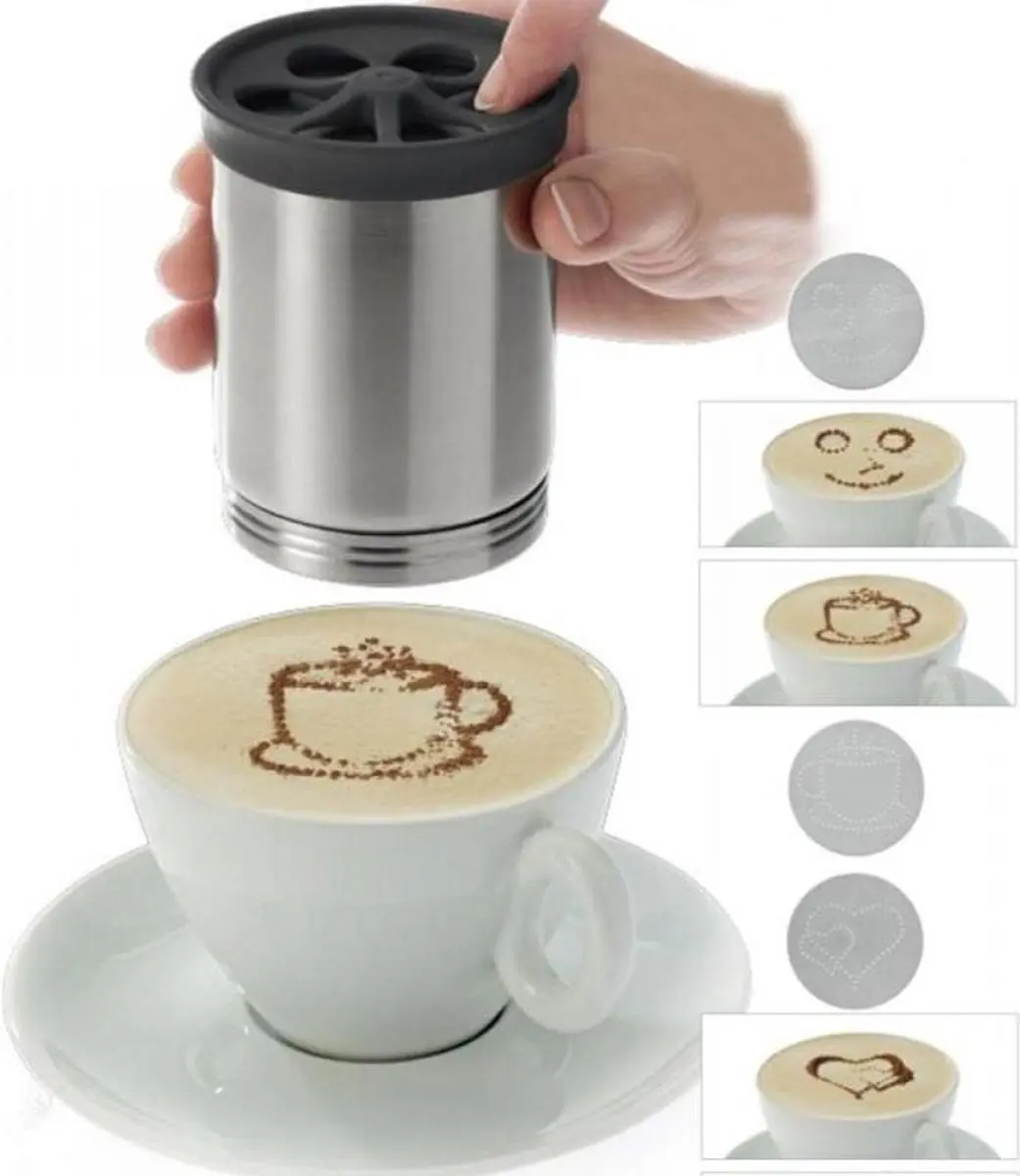Westmark Cacaostrooier 250ml - 4 Motieven - Ø7,5cm - Zilver
