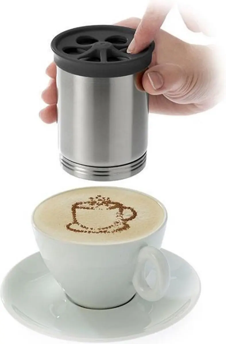 Westmark Cacaostrooier 250ml - 4 Motieven - Ø7,5cm - Zilver