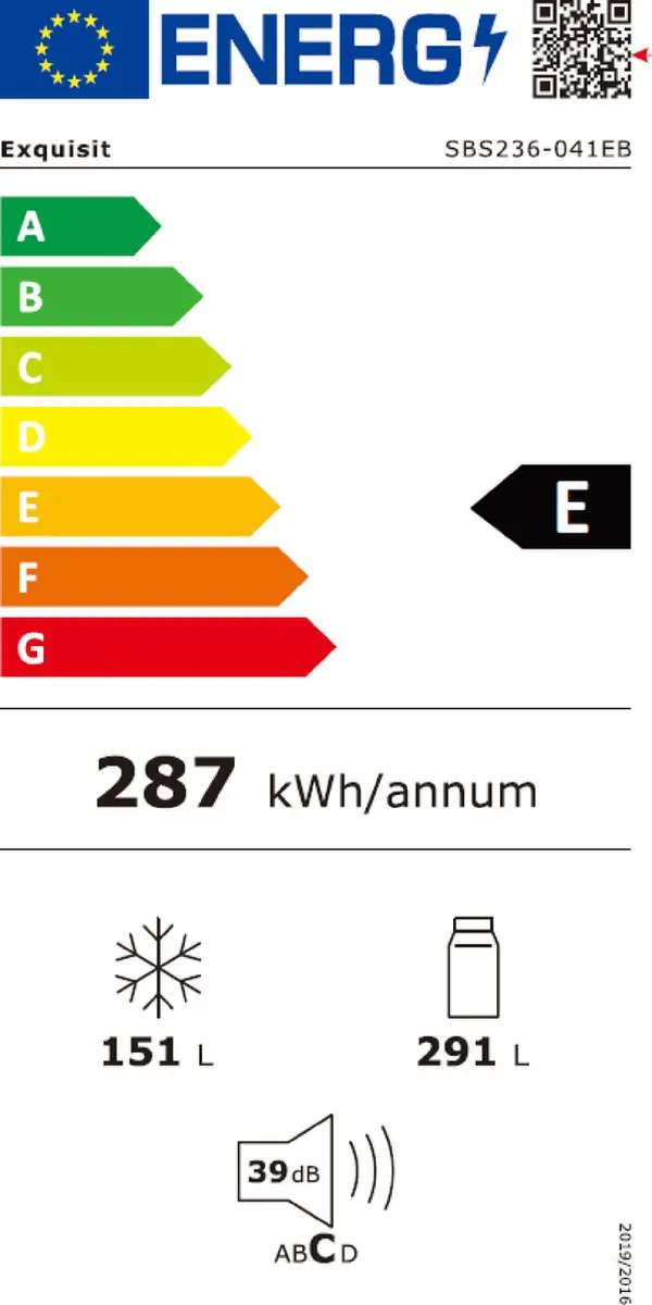 Exquisit SBS236-041EB Amerikaanse Koelkast - 442L - Zwart