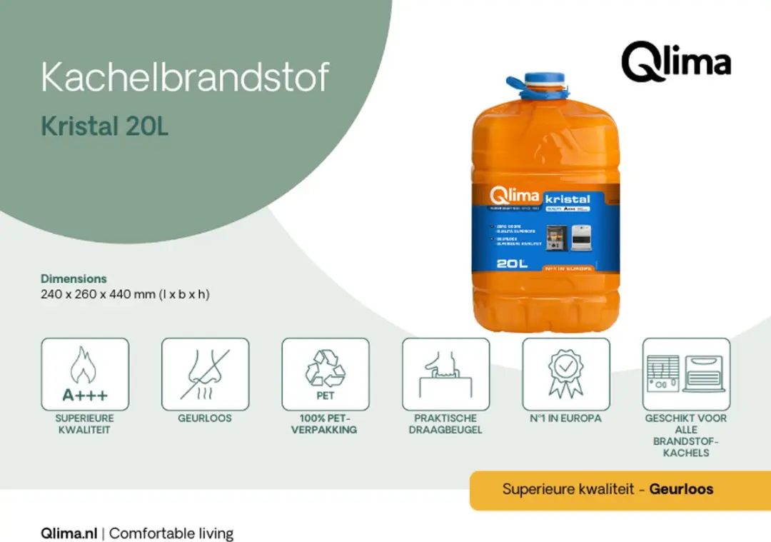 Qlima Kristal 20L Petroleumbrandstof - Oranje/Blauw