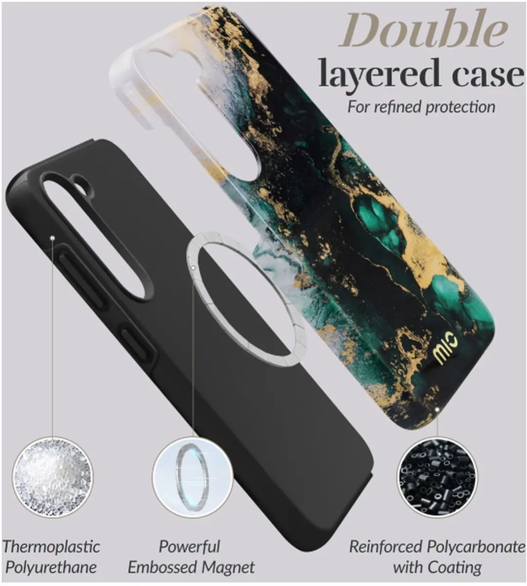 Mio Hoesje Samsung Galaxy A17 Green Marble - MagSafe/Qi2