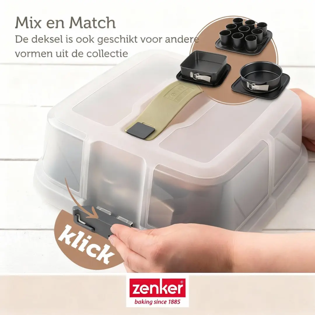 Zenker Bake Click and Go Vierkante Springvorm 23cm - Zwart