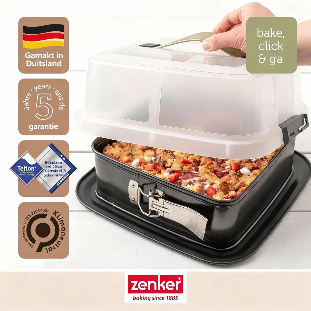 Zenker Bake Click and Go Vierkante Springvorm 23cm - Zwart