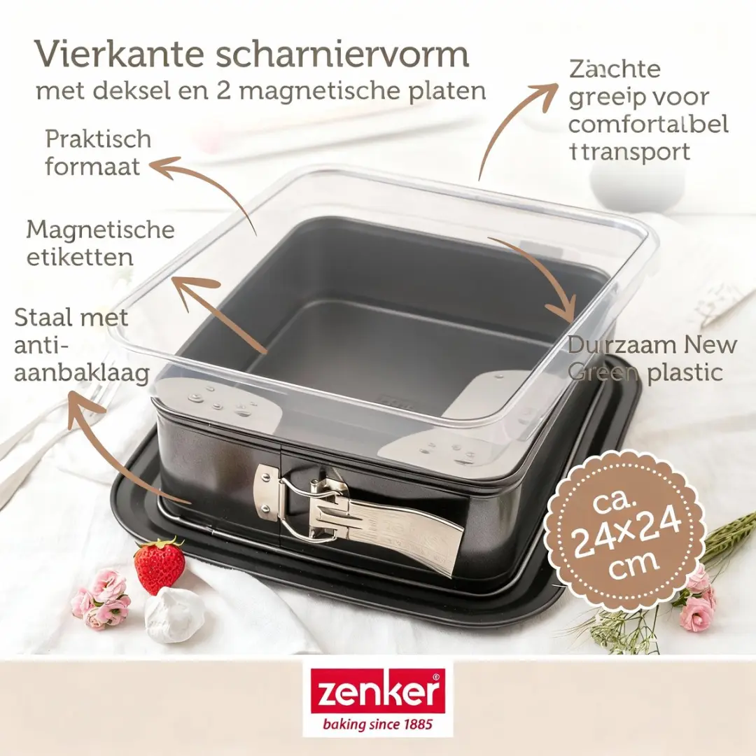 Zenker Bake Click and Go Vierkante Springvorm 23cm - Zwart
