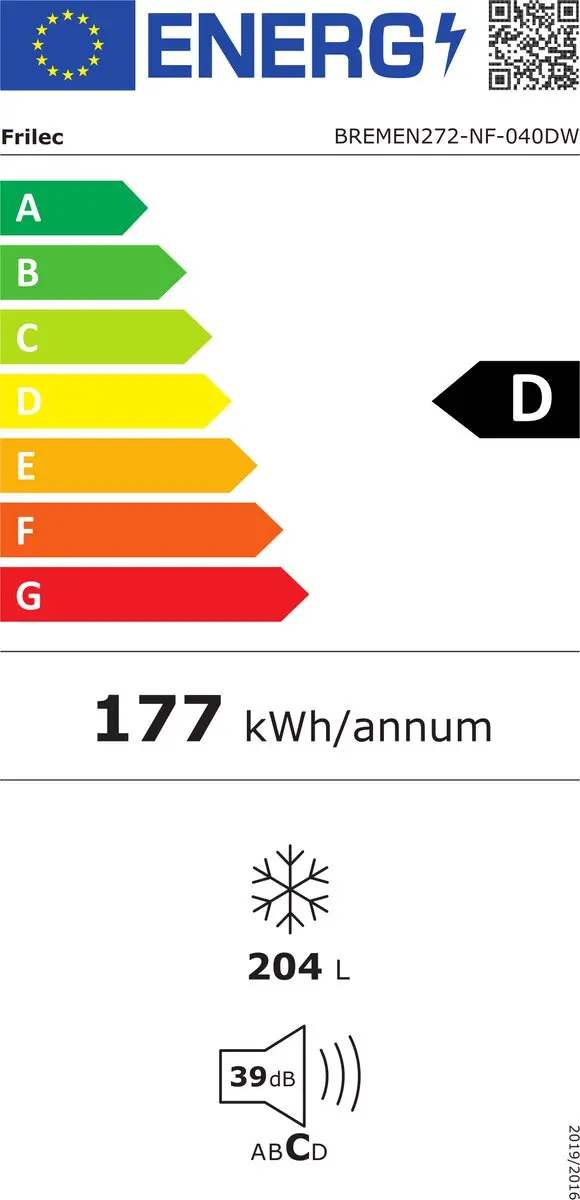 Frilec BREMEN272-NF-040DW Vrieskist - 204L - No Frost - Wit