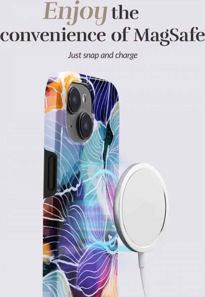 Mio by Mobilize iPhone 16 Plus Hoesje Flowers - Blauw/Paars