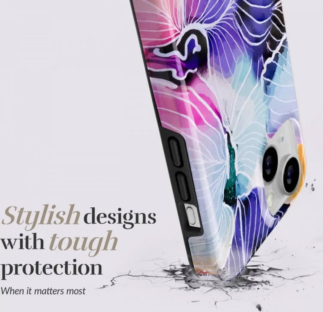 Mio by Mobilize iPhone 16 Plus Hoesje Flowers - Blauw/Paars - afbeelding 6 van 6