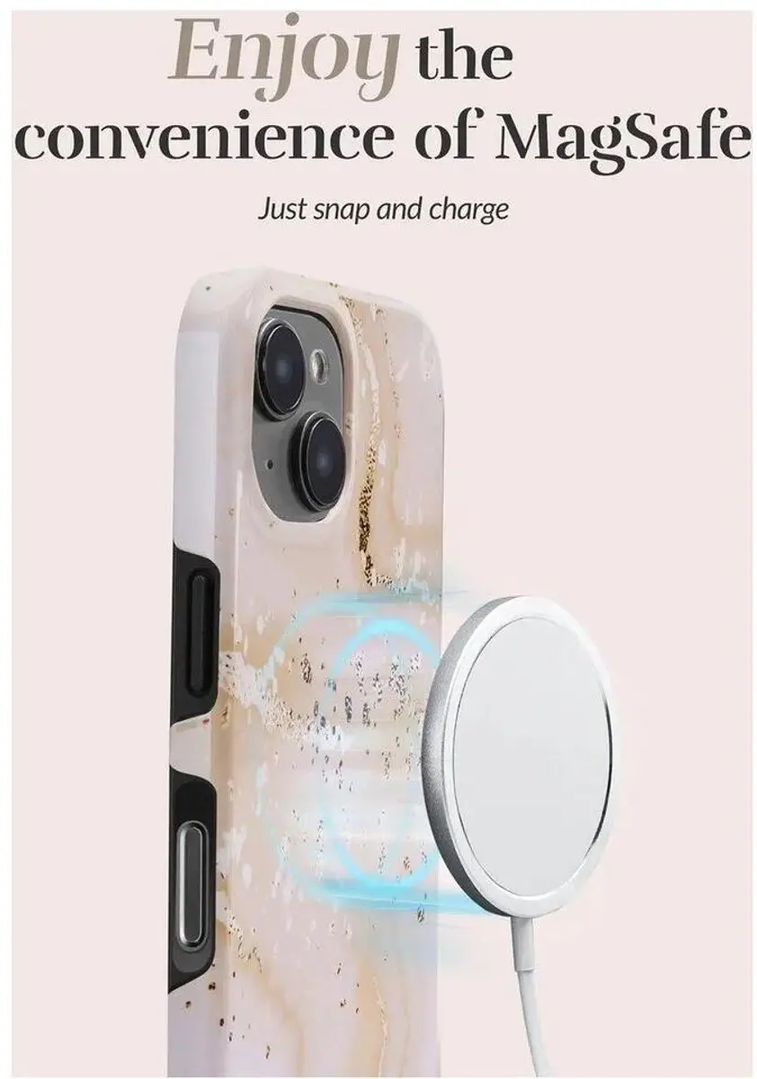 Mio by Mobilize iPhone 16e Hoesje Gold Marble - MagSafe - afbeelding 6 van 6