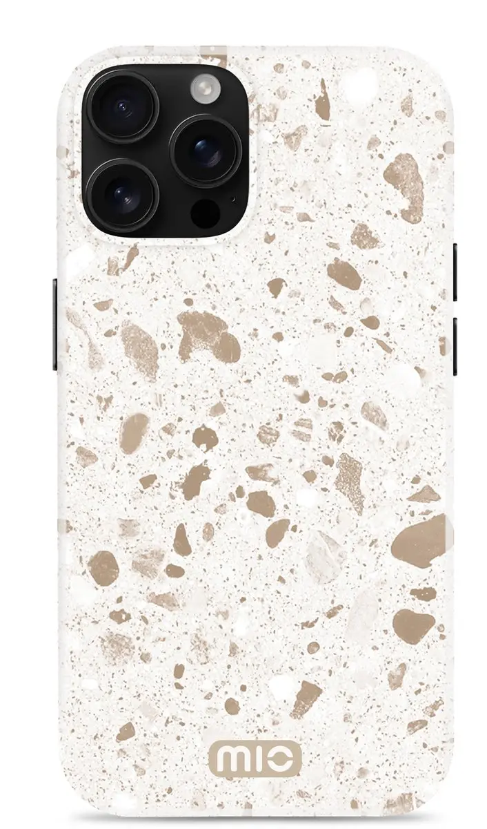 Mio by Mobilize iPhone 16 Pro Max Hoesje - Hard Shell - Soft Terrazzo Wit/Beige