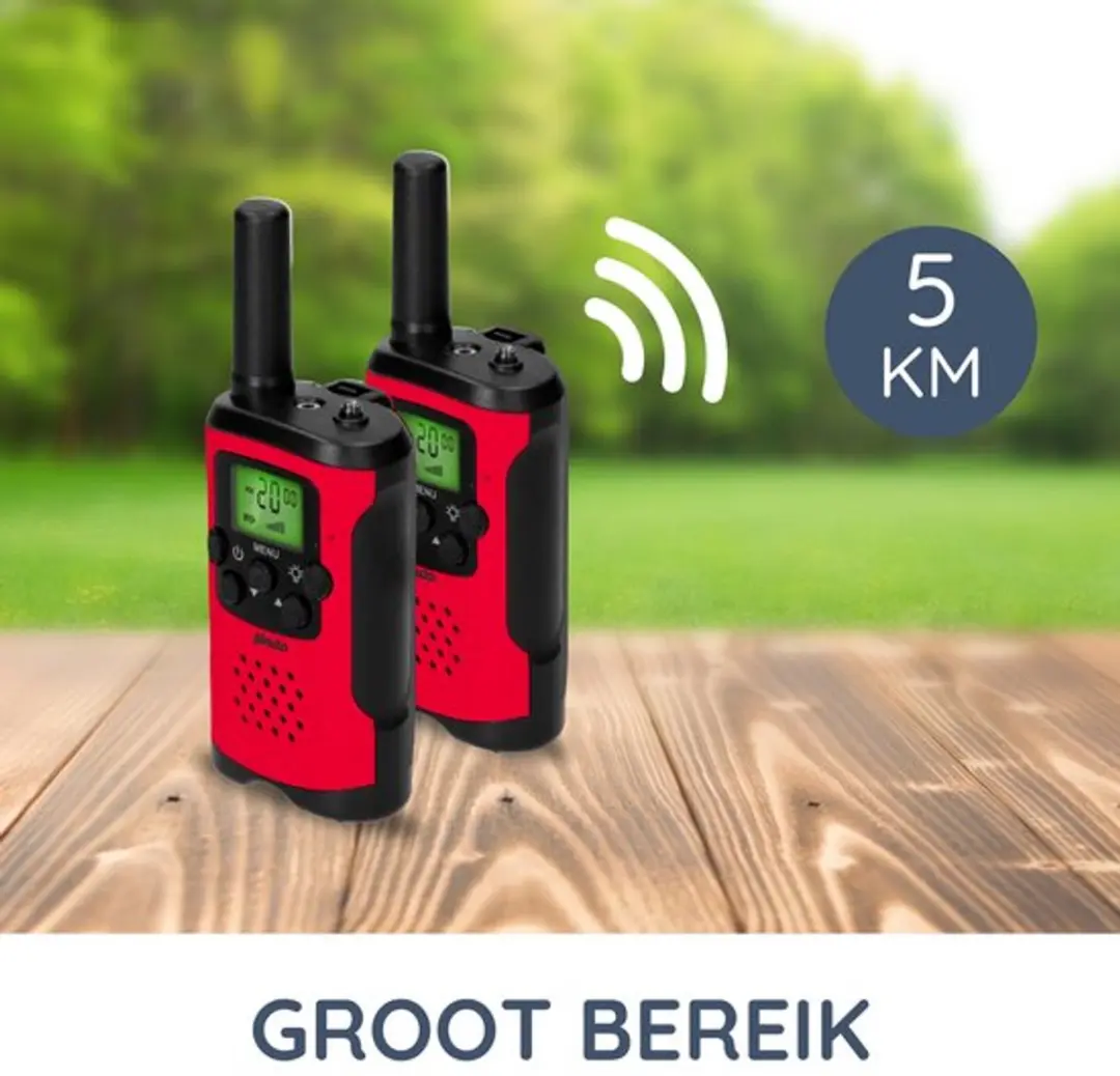Alecto FM 7500 Walkie Talkie Set - 2 Stuks - 16 AAA Batterijen - 5km Bereik - Rood - afbeelding 6 van 6
