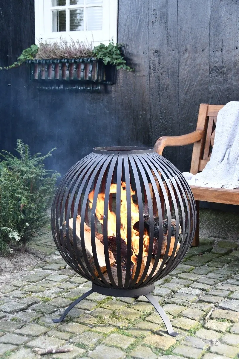 Esschert Design Vuurkorf Vuurbal Strepen FF400 - Zwart