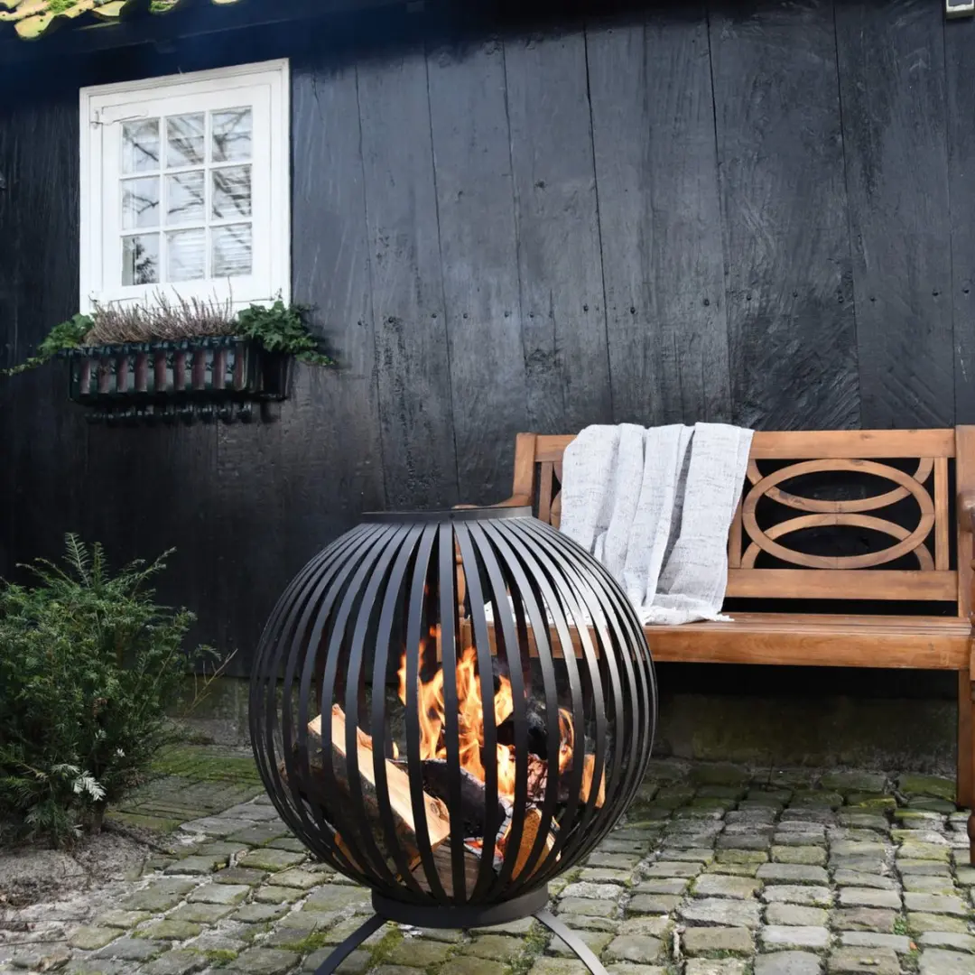 Esschert Design Vuurkorf Vuurbal Strepen FF400 - Zwart