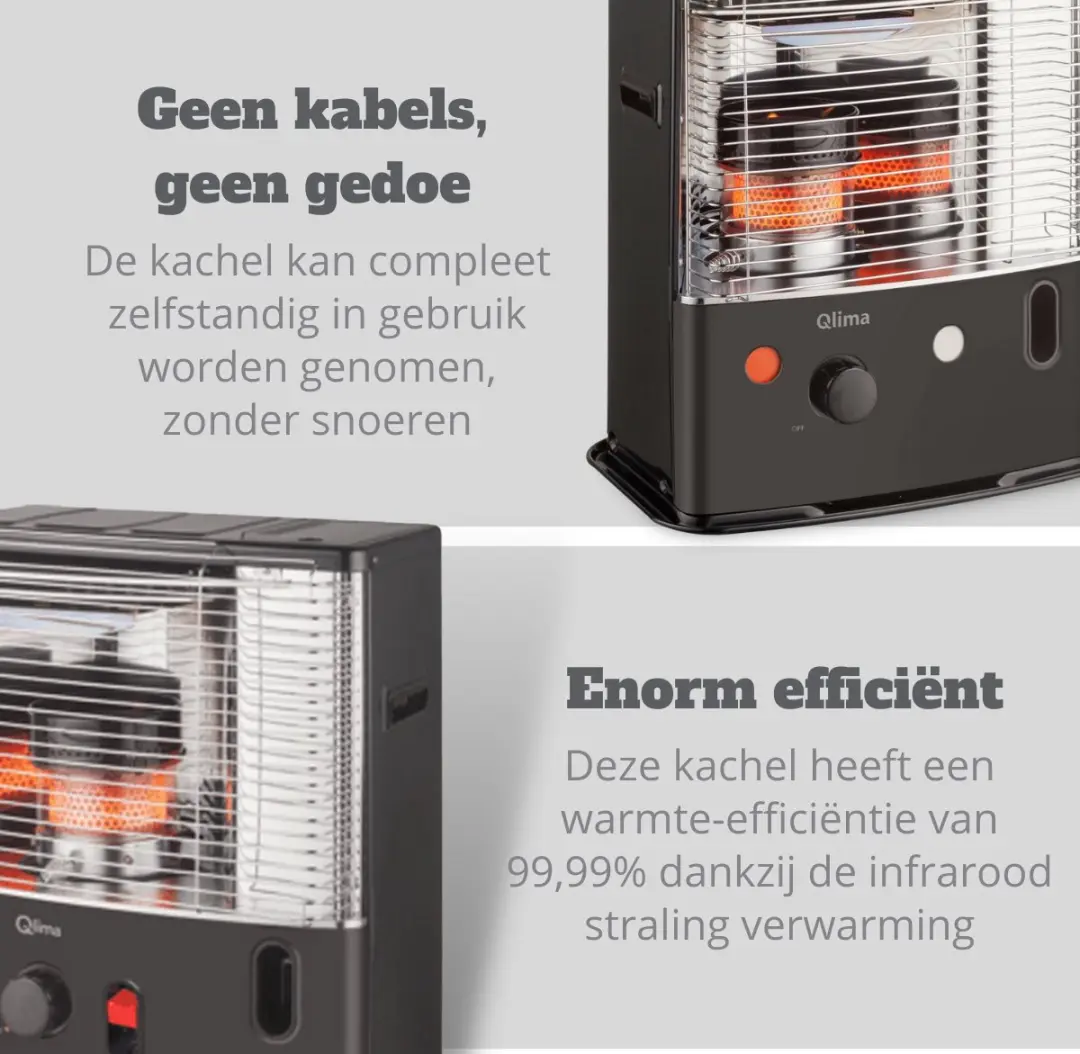 Qlima R 4224S TC-2 Petroleumkachel 2400W - Zwart