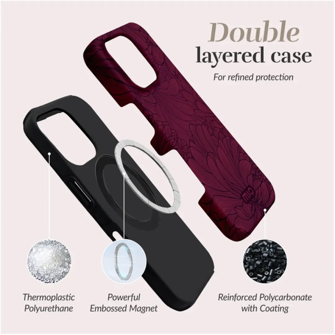 Mio iPhone 17 Pro Hoesje Berry Blooms - MagSafe