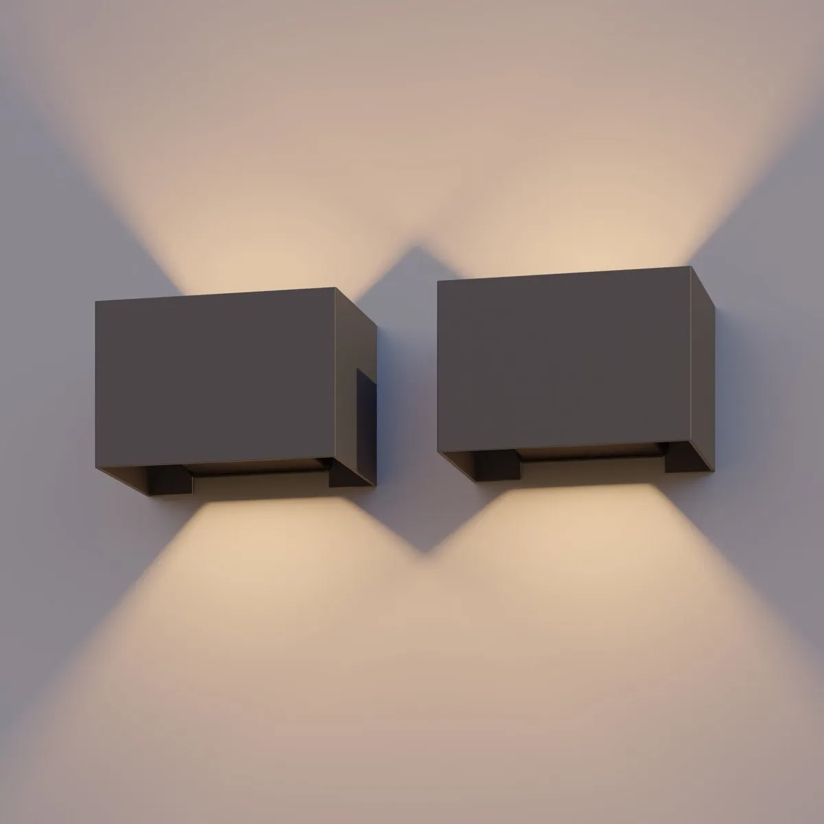 Calex LED Wandlamp Venice 2 Stuks - 7W Warm Wit - Antraciet