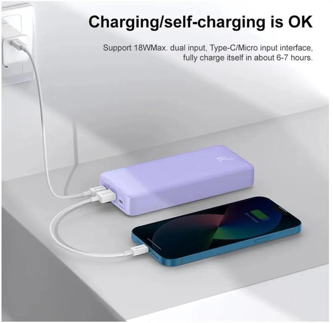 Baseus Airpow 20000mAh Powerbank 20W - Paars - afbeelding 6 van 6