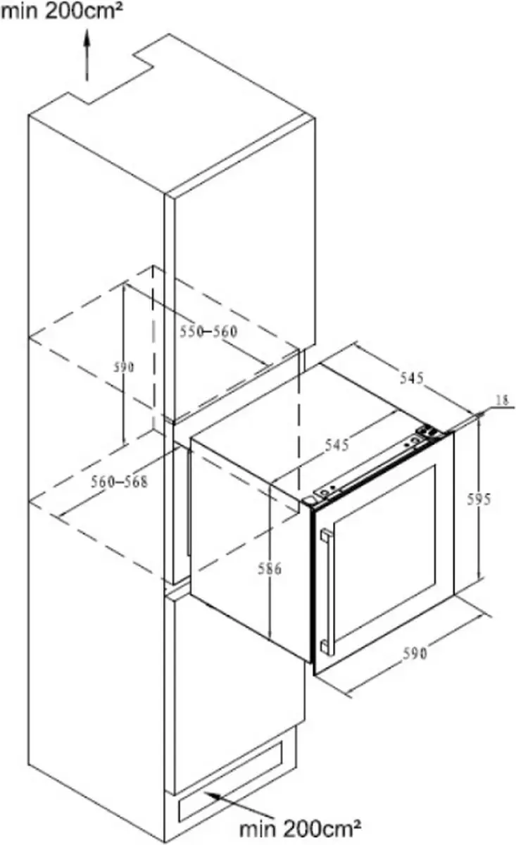 Frilec Berlin WS1 Wijnklimaatkast 36L - 36 Flessen - Inbouw 60cm - Zwart
