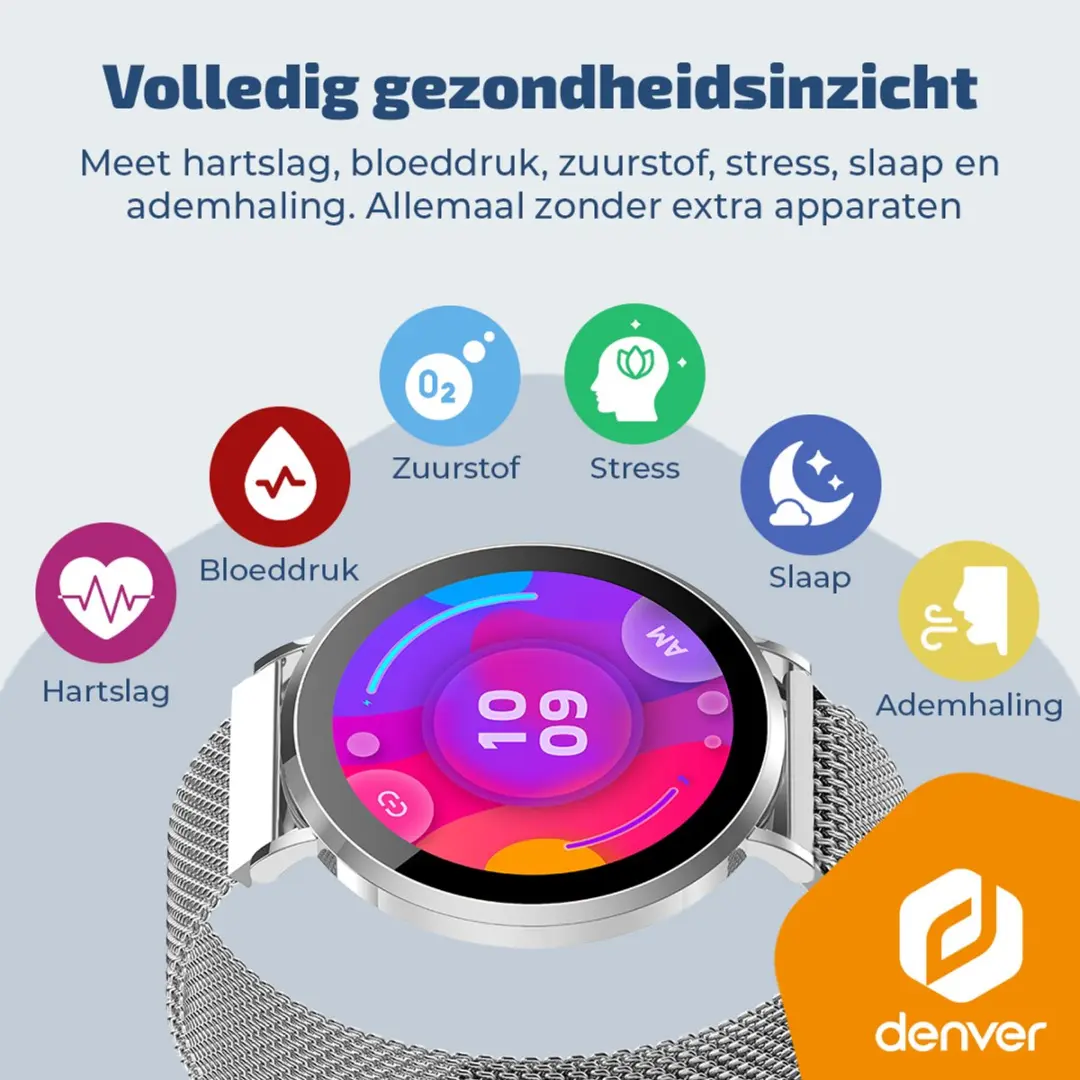 Denver SWC394S Smartwatch - AMOLED 1.32" - 200mAh - Zilver