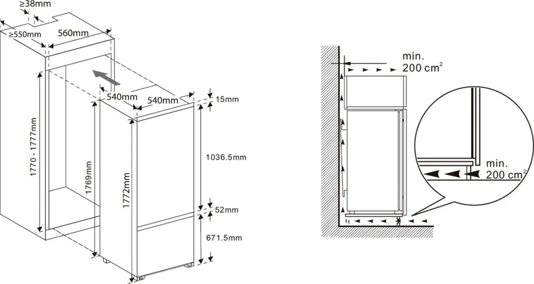 Exquisit EKGC270-70-E-040E Inbouw Koel-Vriescombinatie 249L - Wit - afbeelding 6 van 6