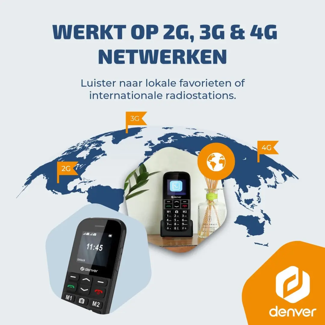 Denver Senioren Telefoon BAS18800L 4G - Grote Toetsen - SOS Knop - afbeelding 6 van 6