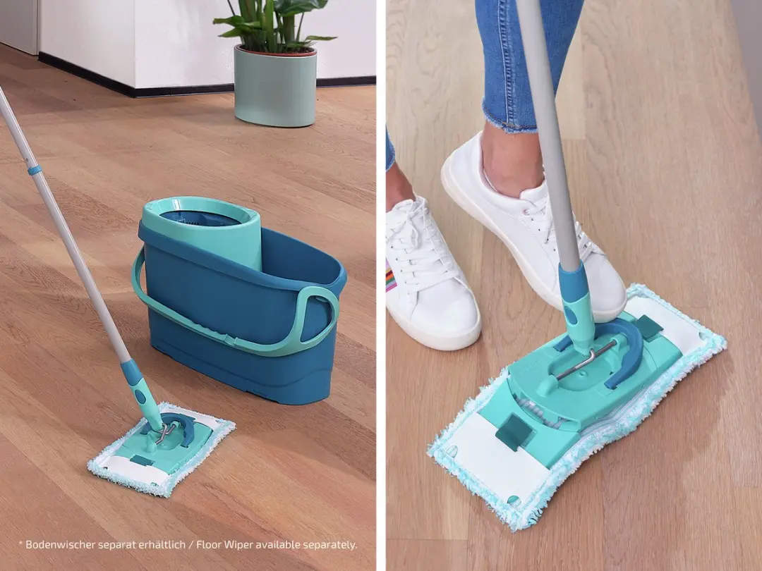 Leifheit Clean Twist/Powerclean Vloerwisserovertrek 33cm - 2 Stuks - Micro Duo - Wit/Turquoise