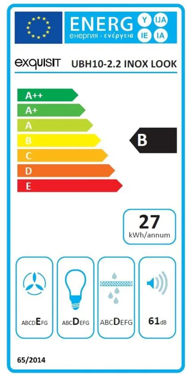 Exquisit UBH10-2INOXLOOK Onderbouwkap - 170 m³/u - 120mm