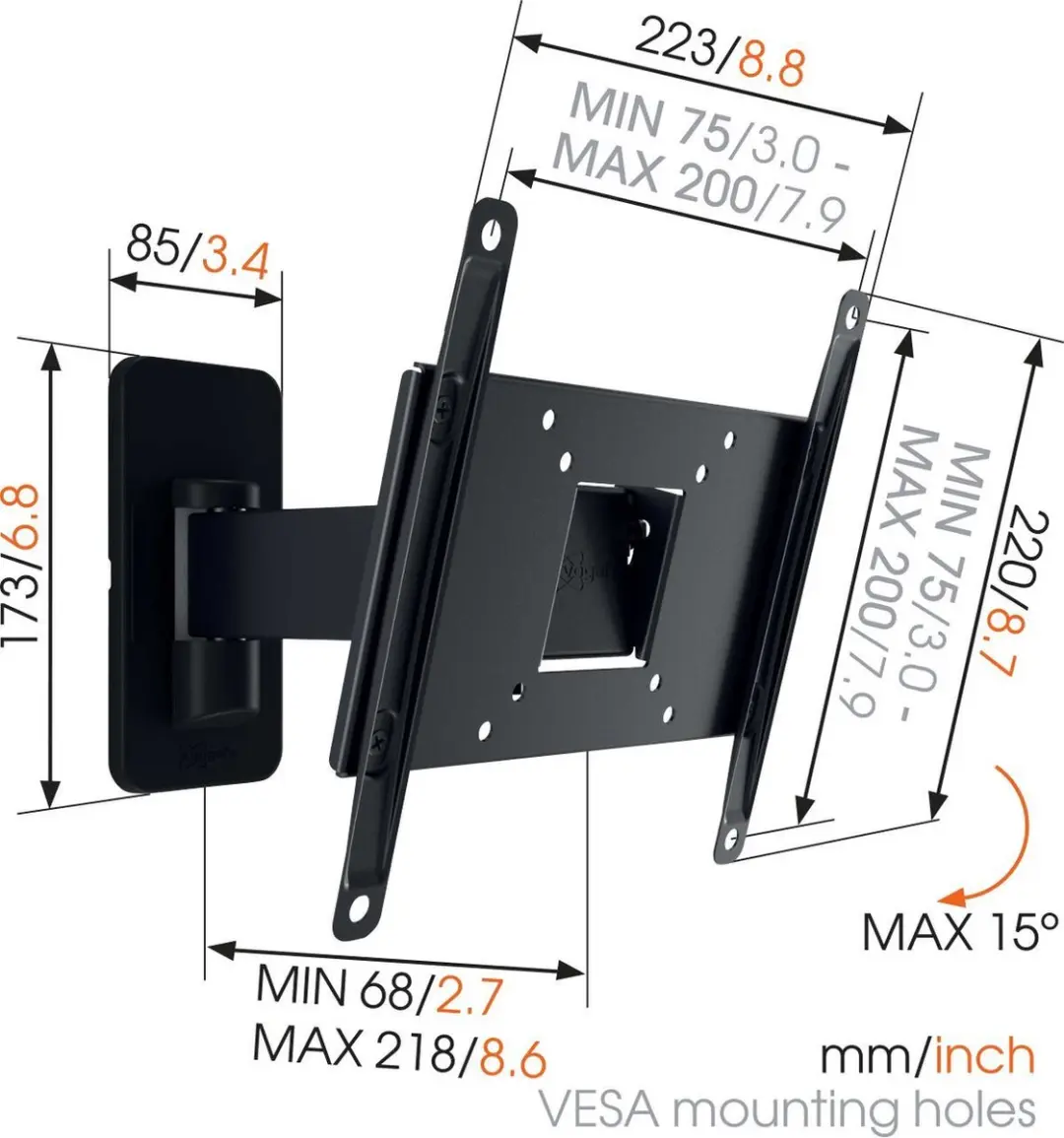 Vogel's MA2030 109,2 cm TV-wandbeugel - Zwart