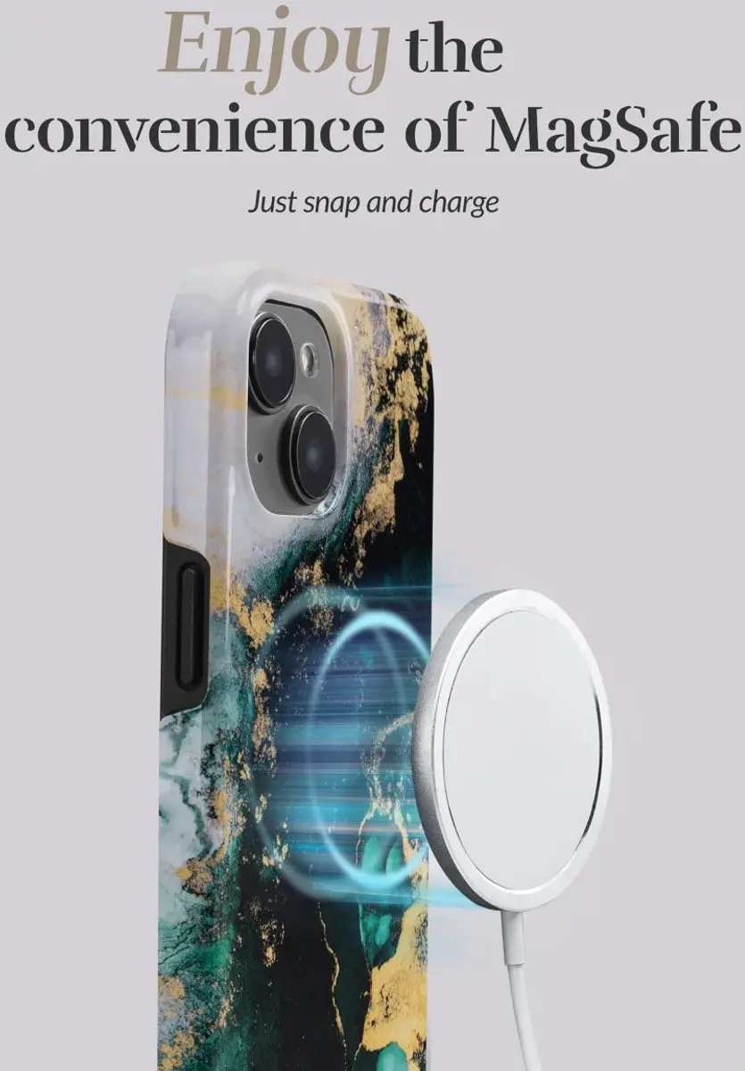 Mio MagSafe iPhone 16 Pro Hoesje - Green Marble