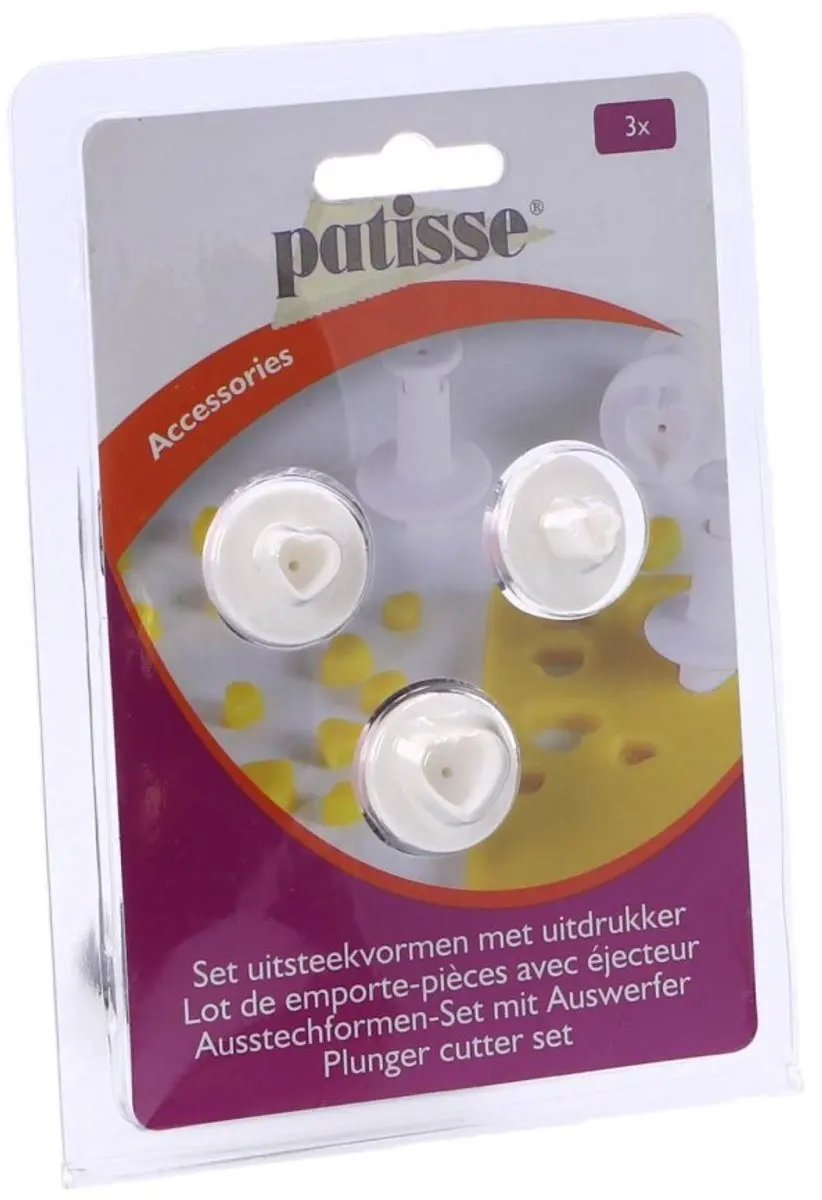 Patisse Plunger Cutter Hart Uitsteekvormen - 3-delig Wit