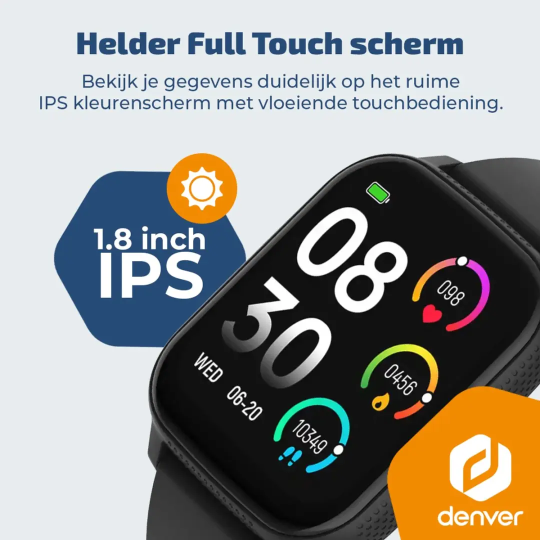 Denver SWC184B Smartwatch - 48mm - 260mAh - Zwart - afbeelding 6 van 6