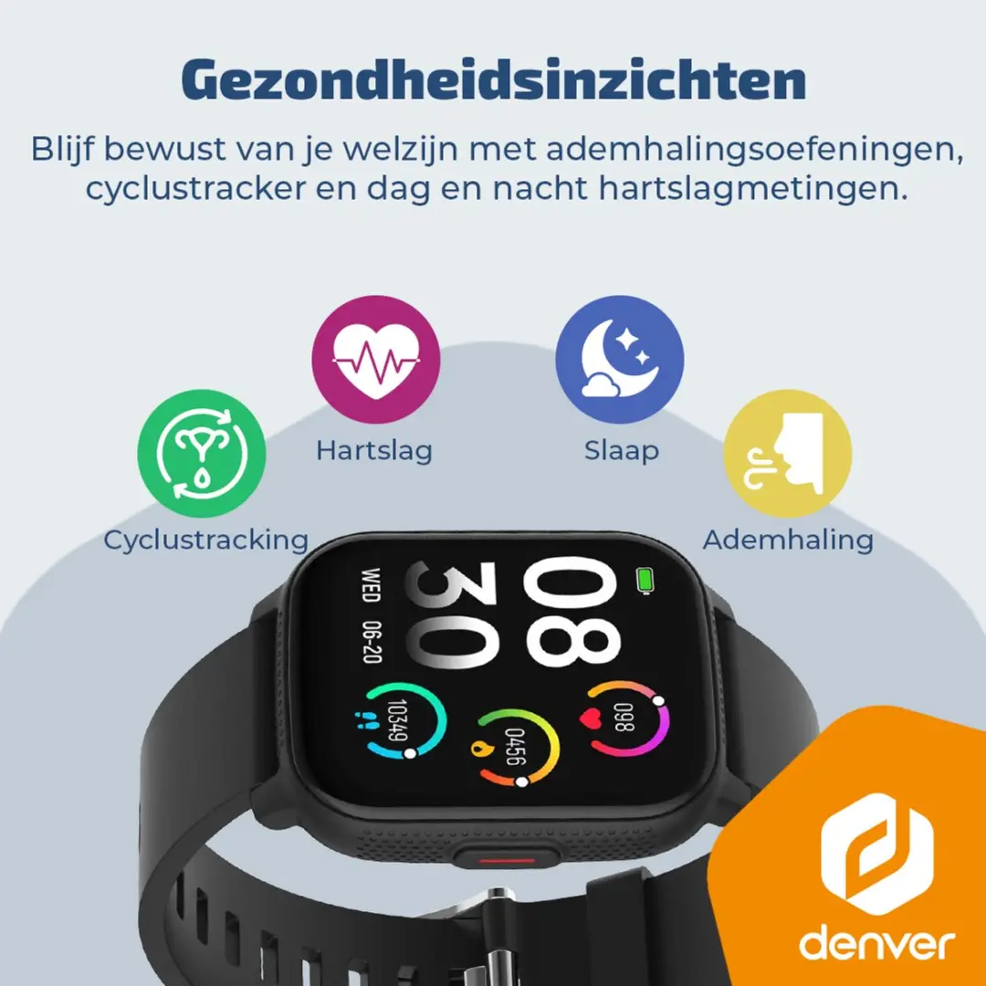 Denver SWC184B Smartwatch - 48mm - 260mAh - Zwart