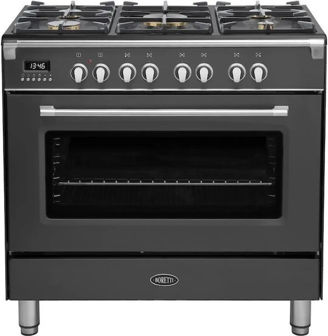 Boretti CFBG901AN3 Gasfornuis 90cm - 5 Branders - 87L Oven - Antraciet